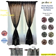 Langsir Dim Out Europe Jacquard Made Hook Ring Eyelet Curtain French Pleat Siap Jahit