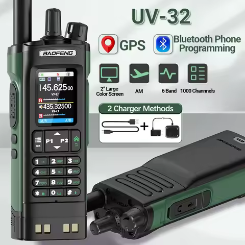 BAOFENG UV-32 GPS Walkie Talkie Air Band 10W 1000CH Long Range Bluetooth Programming Two Way Radio F