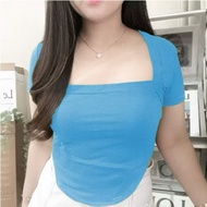 Atasan Square Neck Oval Polos / Blouse Square Neck Korean / Crop Top Oval / Crop Top SquareNeck 4568