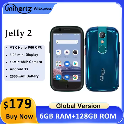 Unihertz Jelly 2 Mini Smartphone 6GB 128GB Android 11 Helio P60 Octa Core Unlocked NFC Cellphone 16M