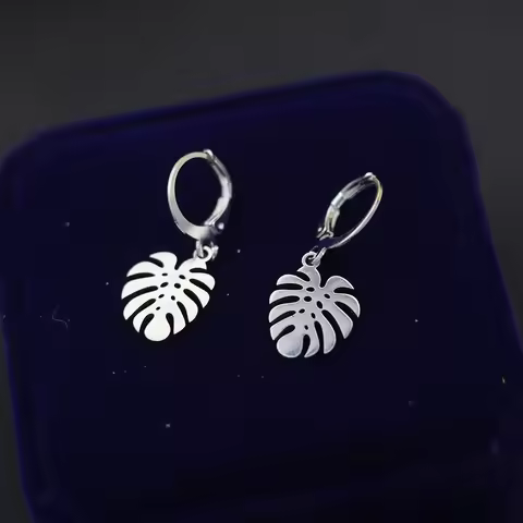 Chandler Stainless Steel Monstera Leaf Drop Earrings Boho Jewelry Stylish Plant Gift Men's Couple Gi