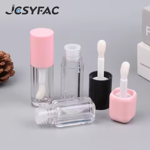 6ML Empty Mini Sample Cosmetic Container Transparent Lip Gloss Tubes Big Brush Plastic Lip Balm Tube