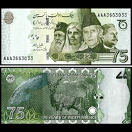 Brand New Pakistan 75th Anniversary Ruby Commemorative Banknotes 2022 Edition 75th Anniversary of In