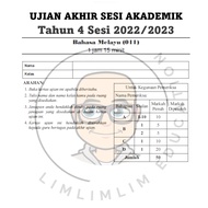 【3 Set 】UJIAN AKHIR SESI AKADEMIK  Tahun 4 Sesi 2022/2023 || UASA 四年级 2022/2023年 || UASA Year 4（Soft
