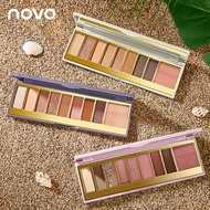 อายแชโดว์และบลัชออน NOVO Eyeshadow Palette 9 colors  พาเลททาตาอายแชโดว์ 9 สี เนื้อแมทใยไหม ประกายชิม