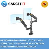 NB NORTH BAYOU H180 GAS STRUT DUAL TV MONITOR BRACKET DESK STAND WITH MOUNT HOLDER UP (12KG/22"-32")