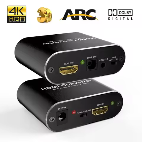 HDMI audio extractor 4K 60Hz HDMI 2.0 Audio Extractor ARC Splitter 5.1 Ch HDMI to toslink audio conv
