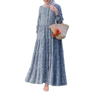 Maxi Pakaian Jubah Labuh Moden Saiz Besar Lengan Panjang Wanita Set Baju Perempuan Oversize Loose Plus Size For Women Lady Big Casual Long Dress Muslimah Elegant Modern Gamis Cantik Murah Viral floral