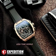 [Original] Expedition E6782 MCRBRBABA Tonneau Chronograph Men's Watch Black FKM Rubber Strap