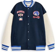Boys Bomber Jacket | Kids Sonic Racing Team Varsity Jacket in Blue | Kids Baseball Jacket with Zip a