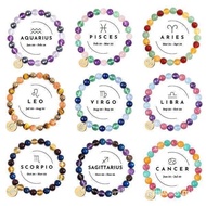 12 Zodiac Sign Constellation Crystal Bracelet | 8mm Astrology Bracelet for Aries, Taurus, Gemini, Ca