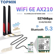 Wifi 6E M.2 AX210 5374Mbps Kad Wifi Tanpa Wayar Bluetooth 5.3 802.11ac/ax Tri Band AX210NGW Dengan A