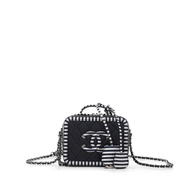 Chanel Navy and White Quilted Caviar CC Filigree Vanity Case Silver Hardware, 2019