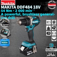 Makita DDF484 18V Brushless General-Use Drill for Screwdriving and Drilling, 54 Nm, 2000 min⁻¹, Dual Battery, One Charger