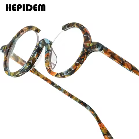 HEPIDEM Acetate Glasses Men Brand Designer Round Women Nerd Eyeglasses Frame Japanese Handmade Spect