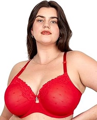 Womens Sheer Whisper Full Coverage Unlined Underwire Bra, Diva Red, 28D