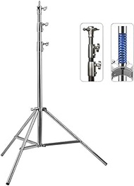 Cevoqin Heavy Duty Light Stand Stainless Steel Tripod Stand, Photography Light Stand Spring Cushioned Tripod 9.2ft/2.8m with 1/4"&amp;3/8" Universal Adapter for Studio Flash Softbox Monolight Reflector
