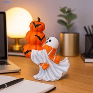 NESS Ghost Sculpture, Resin Cartoon Ghost Statue, Funny 3D Sculpture White Ghost Halloween Figurine 