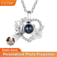 Custom Photo Projection Necklace for Women Heart Locket Necklace with Picture Personalized Memorial 