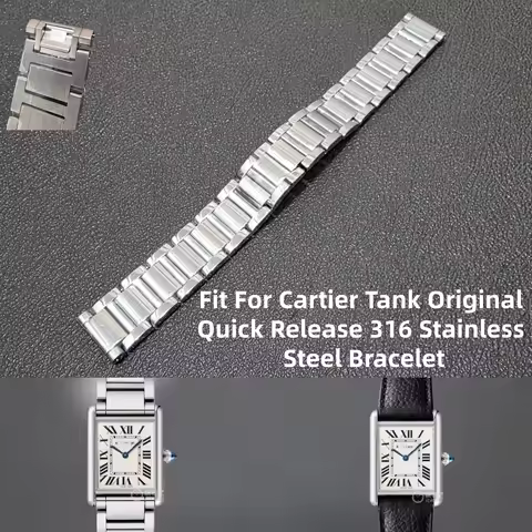 Fit For Cartier Tank Must 16mm/19mm/23mm Top Quality Quick Release Solid 316 Stainless Steel Bracele