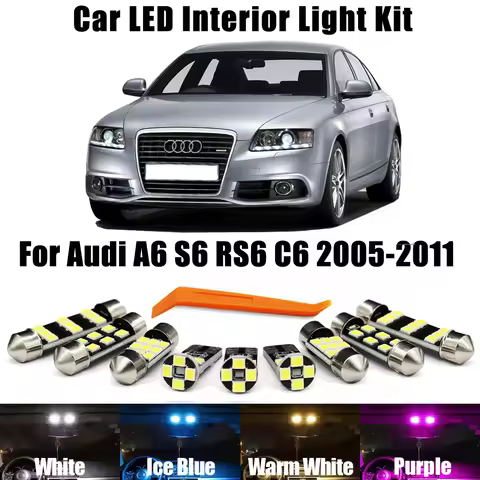13Pcs Car LED Interior light Bulb Kit For Audi A6 S6 RS6 C6 Sedan Avant 2005 2006 2007 2008 2009 201