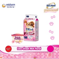 Deo Sheet Unicharm Size R84/W42 (Floral PINK) Underpad Dog Cat Pee Pad Regular Size R84/W42 (Floral 