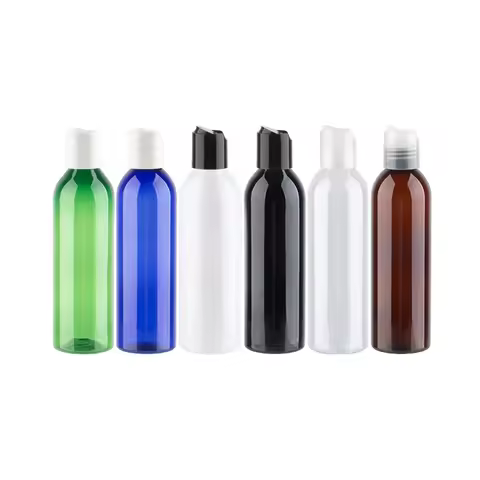 24pcs 120ml 150ml 200ml 250ml Empty Plastic Lotion Bottles With Disc Press Cap Clear White Black Sha