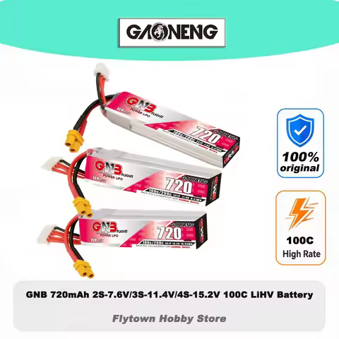GAONENG GNB 2S/3S/4S 720mAh 7.6V/11.4V/15.2V 100C LiHV Battery With XT30 Connector For FPV Drone RC 