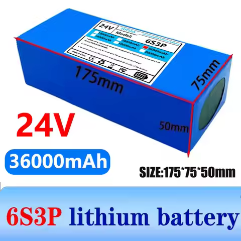 24V 36000Ah 6s3p 18650 Lithium Battery 24V 36000mAh Lithium-ion Battery Pack+charger