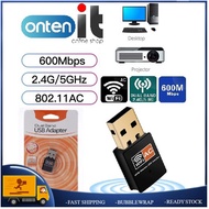 WiFi Adapter 600Mbps Dual Band 2.4G / 5G Hz Wireless Lan USB PC 802.11AC