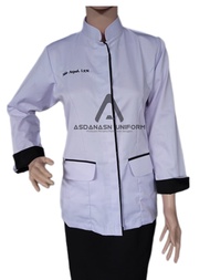 Baju Seragam Dinas Guru Puskesmas Putih Hitam wanita