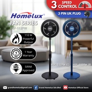 HOMELUX 2 IN 1 STAND FAN 12" ADJUSTABLE STAND FAN HSF-112PW KIPAS BERDIRI/MEJA BOLEH LARAS