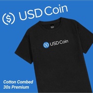 CRYPTO USDC LOGO SIMPLE T-SHIRT USD COIN CRYPTOCURRENCY T-SHIRT PREMIUM 30S COMBED COTTON/ BLACK/ UN