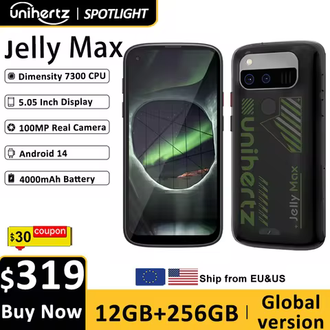 Unihertz Jelly Max 5G Mini Smartphone Android 14 Dimensity 7300 CPU 12GB 256GB 100MP Camera 4000 mAh