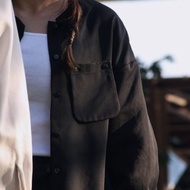 斜袋設計裇衫 - 黑色