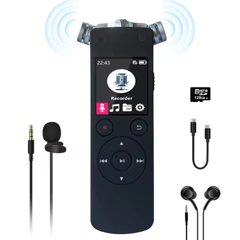2026 New Model Digital Voice Recorder 128GB 35 Hours Battery Voice Activated Bluetooth Voice Recorde