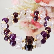 奼紫嫣紅- 紅虎眼/紅石榴/紫玉晶/紫祖母晶/貴人/豐盛水晶手鍊