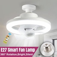 E27 Screw MINI Ceiling Fan With LED Light 360° Rotation Cooling Fan Exhaust Fan for Kitchen/Toilet Electric Lamp