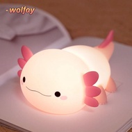 WOLFAY Nursery Sleeping Lamp, Cute Axolotl Silicone Night Light, Fashion for Baby Child Touch Contro