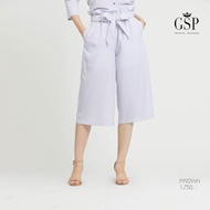GSP Pants กางเกงขาสามส่วน ทรงครอป ขอบเอวยางยืดมาพร้อมผ้าผุกเอว ลายพิมพ์ Checkered Blue กางเกง กางเกงขายาวผญ กางเกงขายาว (PY92WH)