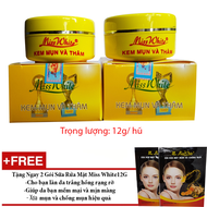 Combo 2 Kem Mụn Và Thâm Miss White 12g + Tặng 2 Gói Sữa Rửa Mặt Miss White