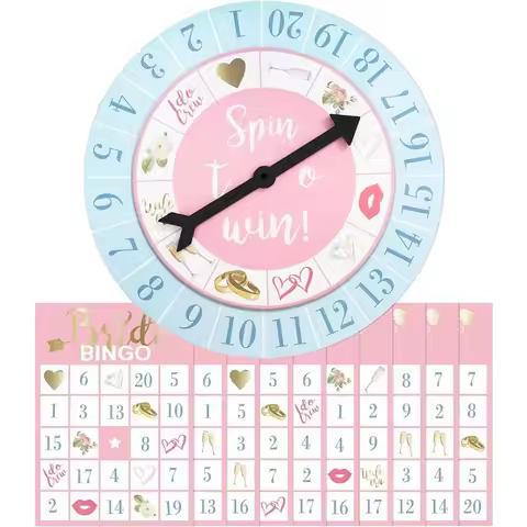 Pastel Bingo Funny Game for Bridal Hen Engagement Party Games Wedding Wheel Fortune for Guests Engag