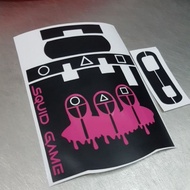 Motorcycle slim iu matt black stickers. design 20. squid game