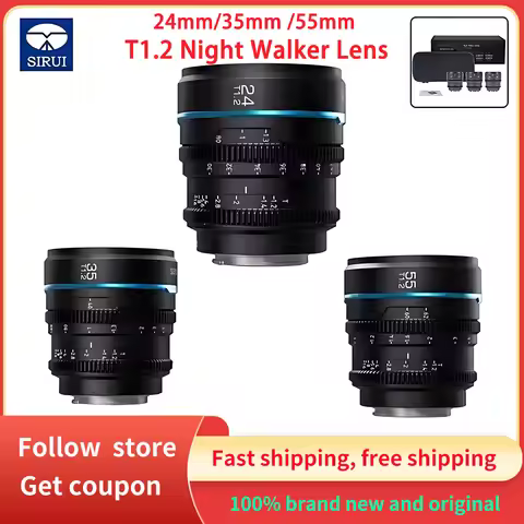 SIRUI Night Walker Lens T1.2 16mm 24mm 35mm 55mm 75mm S35 MF Large Aperture Cine Lens For Sony E Fuj