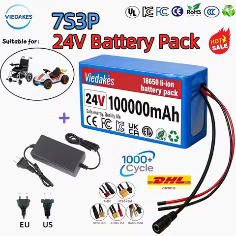 29.4V 100Ah 7s3p 18650 Battery Lithium Battery Suitable for 24V-29.4V Motors Rechargeable Lithium Io