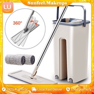 Mop With Bucket Flat Mop Squeezer Floor Mop Map Cleaning 360 Spin Mop With Pad Replacement Refill