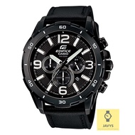 CASIO EFR-538L-1AV / EDIFICE / chronograph / 100 WR / large face case / leather strap / black