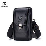 BULLCAPTAIN Genuine Leather Vintage Waist Packs Men Travel Fanny Pack Belt Bum shoulder Bag Waist Bag Mobile Phone Pouch