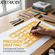 KATAKAN Drawing Template, Plastic Yellow Architectural Design Template, Drawing Helper Resin Draftin
