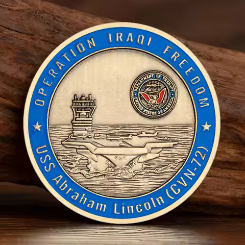 USA Ahraham Lincoln Operation Iraqi Freedom Souvenir Coin Bronze Plated Aircraft Carrier Commemorati